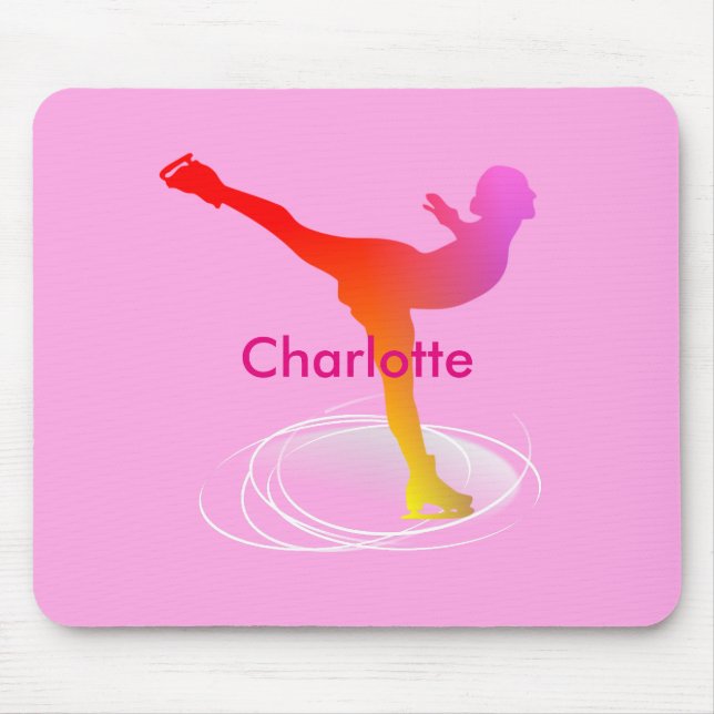 Bright Colourful Ice Skating Skater Silhouette Mouse Pad (Front)