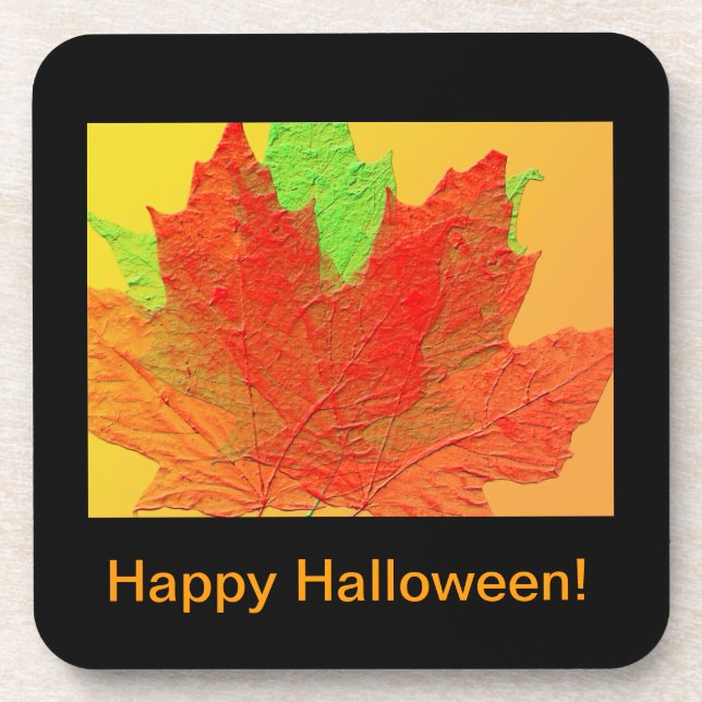 Bright colourful leaves coaster (Front)