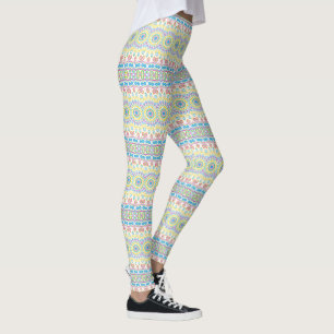 Bright Colourful Mandala Kaleidoscope Striped Leggings