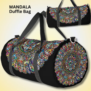 Bright Colourful Mandala Pink Aqua Yellow Red Blue Duffle Bag