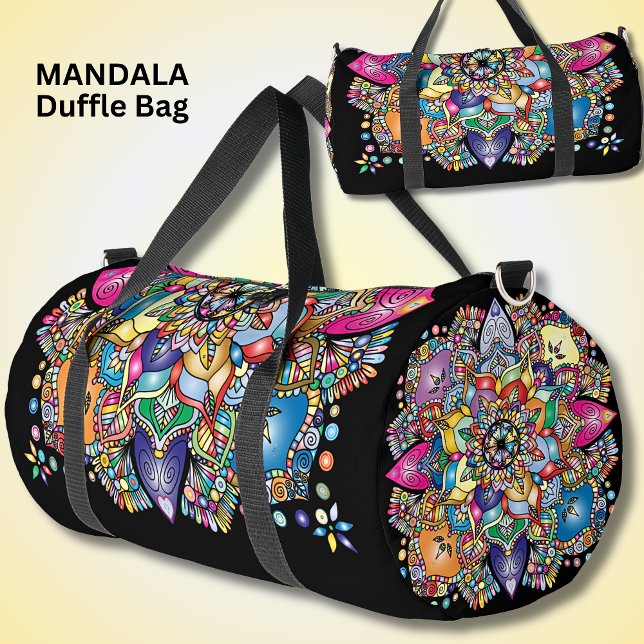 Bright Colourful Mandala Pink Purple Orange Duffle Bag (Creator Uploaded)
