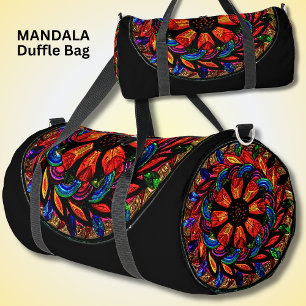 Bright Colourful Mandala Red Gemstones Duffle Bag