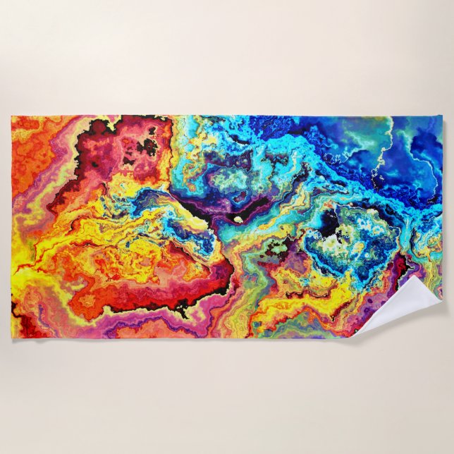 Bright colourful marble  beach towel (Front)