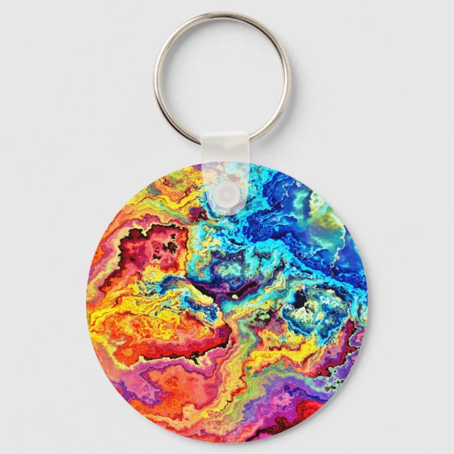 Bright colourful marble  key ring (Front)