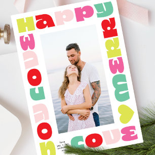 bright colourful modern   christmas one photo holiday card