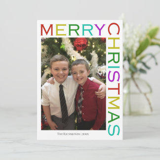 Bright Colourful Modern Merry Christmas Photo Holiday Card