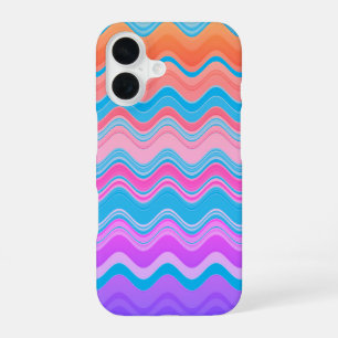 Bright Colourful Multicolored Wavy Zigzag Pattern iPhone 16 Case