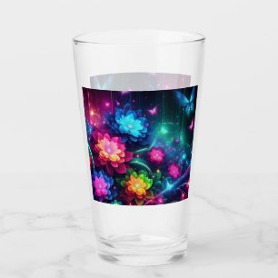 Bright, colourful neon flowers/butterflies glass