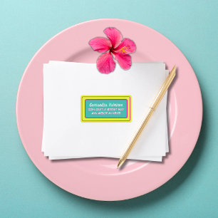 Bright & Colourful Neon Teal Yellow Pink Wedding Label