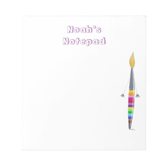Bright Colourful Notepad With Polly The Paintbrush (Front)