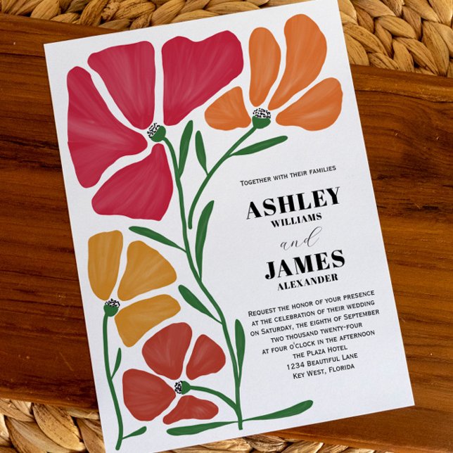 Bright & Colourful Nouveau Floral Wedding Invitation (Creator Uploaded)