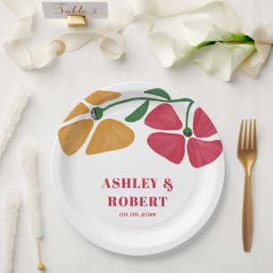Bright & Colourful Nouveau Floral Wedding Receptio Paper Plate