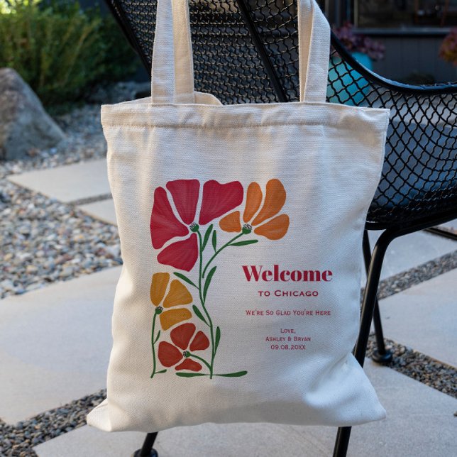 Bright & Colourful Nouveau Flower Wedding Welcome Tote Bag (Creator Uploaded)