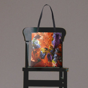 Bright Colourful Orange Lilies Floral Abstract Tote Bag