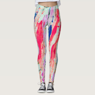 Bright Colourful Paint Stripes Abstract Artsy Leggings
