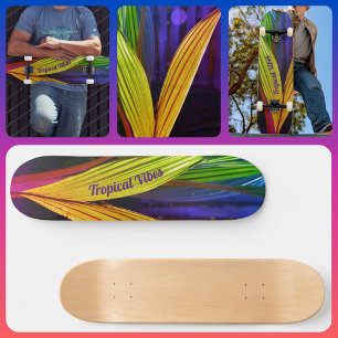 Bright Colourful Palms Tropical Vibes Skateboard