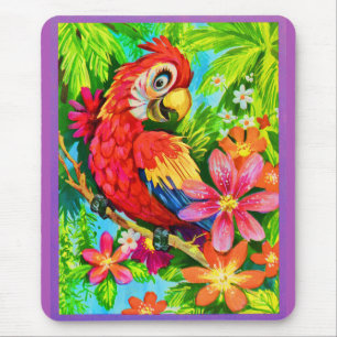 bright colourful parrot mouse pad
