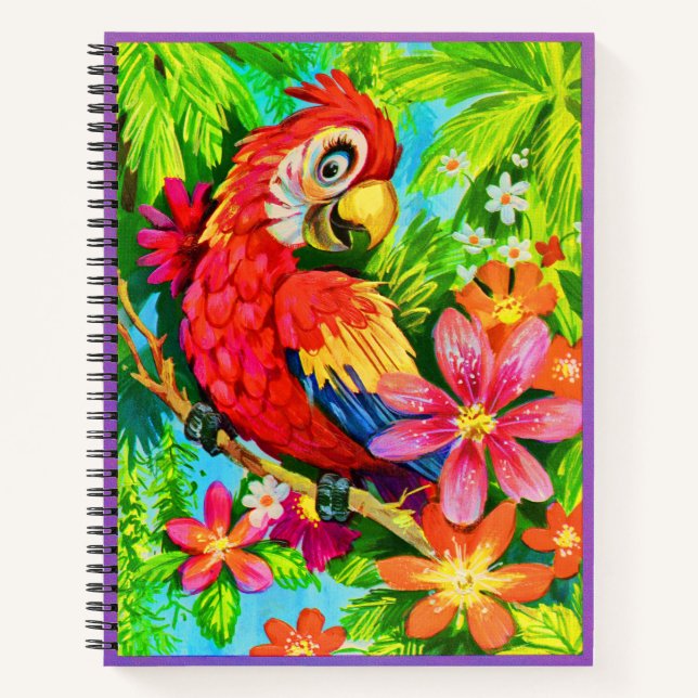 bright colourful parrot notebook (Front)
