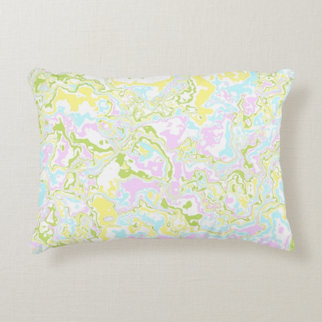 Bright Colourful Pastel Trippy Retro Boho Marble Decorative Cushion (Front)