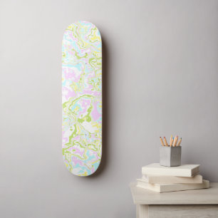 Bright Colourful Pastel Trippy Retro Boho Marble Skateboard