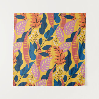 Bright colourful pattern with tropical leaves,  be tapestry