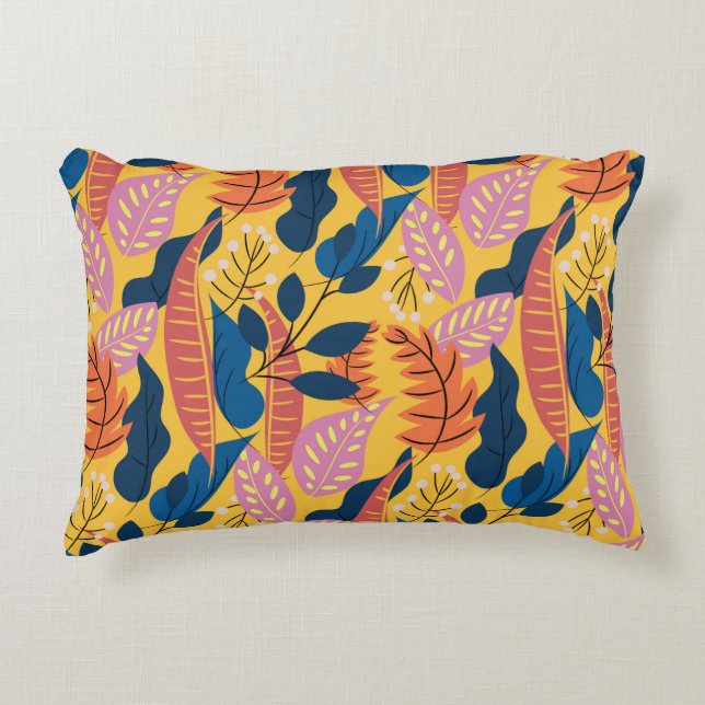 Bright colourful pattern with tropical leaves,berr decorative cushion (Front)