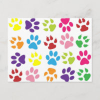 Bright Colourful Paw Prints Pattern