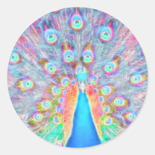 Bright Colourful *Peacock* Spirit Design Classic Round Sticker
