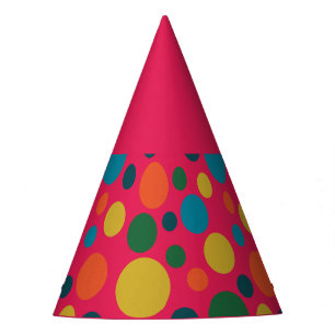 Bright colourful pink polka dots party hat