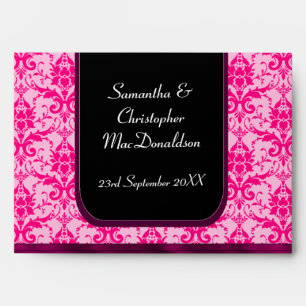 Bright colourful Pink wedding damask Envelope