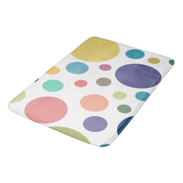 Bright Colourful Polka Dots Bath Mat (Angled)