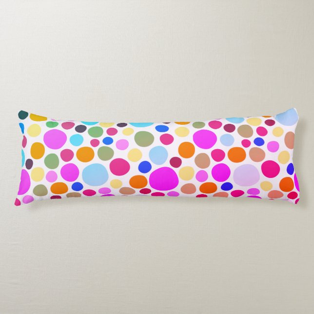 Bright Colourful Polka-dots Body Pillow (Front)
