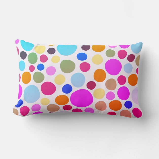 Bright Colourful Polka-dots Lumbar Pillow (Front)
