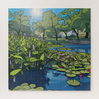 Bright Colourful Pop Art Koi Pond Illustration  Jigsaw Puzzle