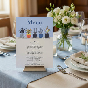 Bright Colourful Potted House Plants Wedding Menu