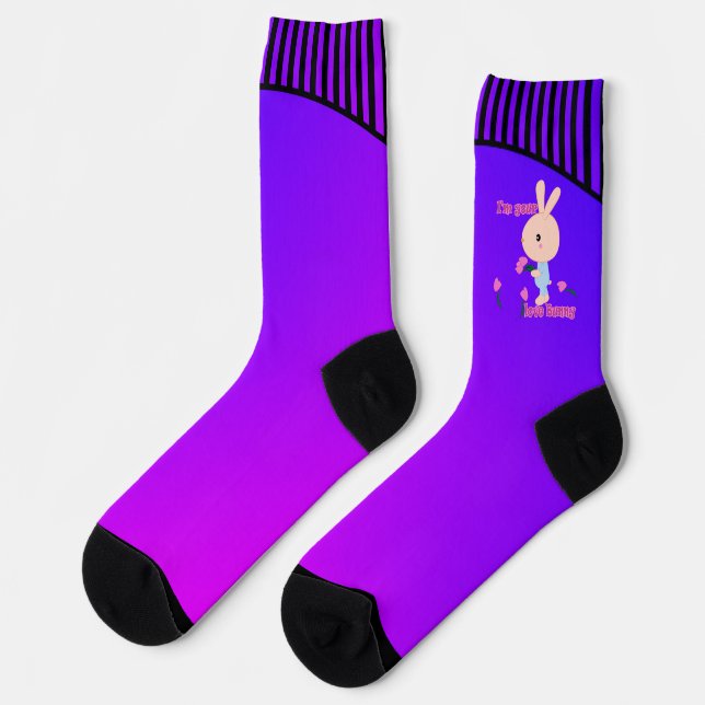 bright colourful pure clear colour pink purple gra socks (Left)