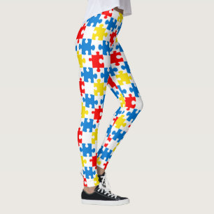Bright Colourful Puzzle Piece Pattern Leggings
