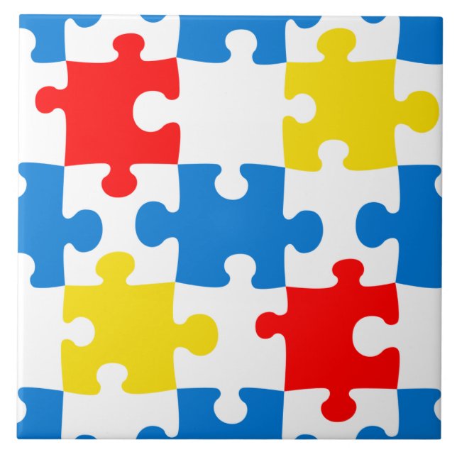 Bright Colourful Puzzle Piece Pattern Tile (Front)