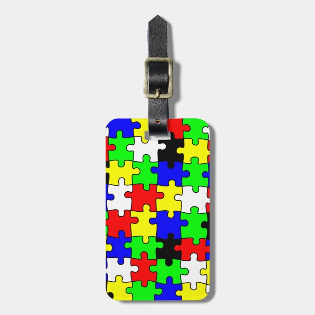 Bright & Colourful Puzzle Pieces Luggage Tag (Front Vertical)