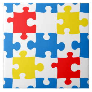 Bright Colourful Puzzle Pieces Pattern Tile
