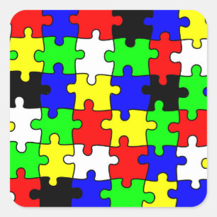 Bright & Colourful Puzzle Pieces Square Sticker