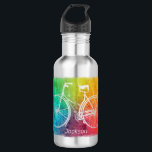 Bright Colourful Rainbow Bicycle Personalised 532 Ml Water Bottle<br><div class="desc">Bright multi-coloured bicycle art personalised water bottle.</div>