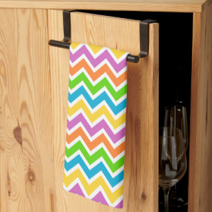 Bright Colourful Rainbow Chevron Pattern Tea Towel