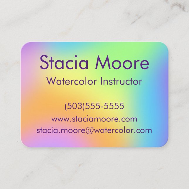 Bright Colourful Rainbow Gradient Business Card (Front)