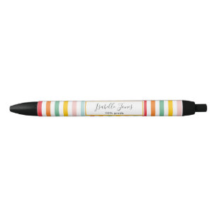 bright colourful rainbow stripe fun school college black ink pen