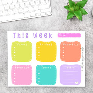 Bright Colourful Rainbow Weekly Planner Notepad