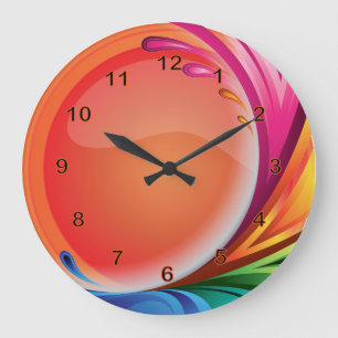 Bright Colourful Retro Abstract Large Clock