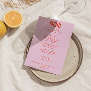 Bright Colourful Retro Bold Funky Modern Wedding Menu