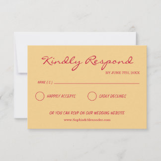 Bright Colourful Retro Fun Wedding RSVP Card