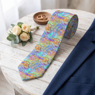 Bright Colourful Retro Marbled Swirls Art Pattern Tie